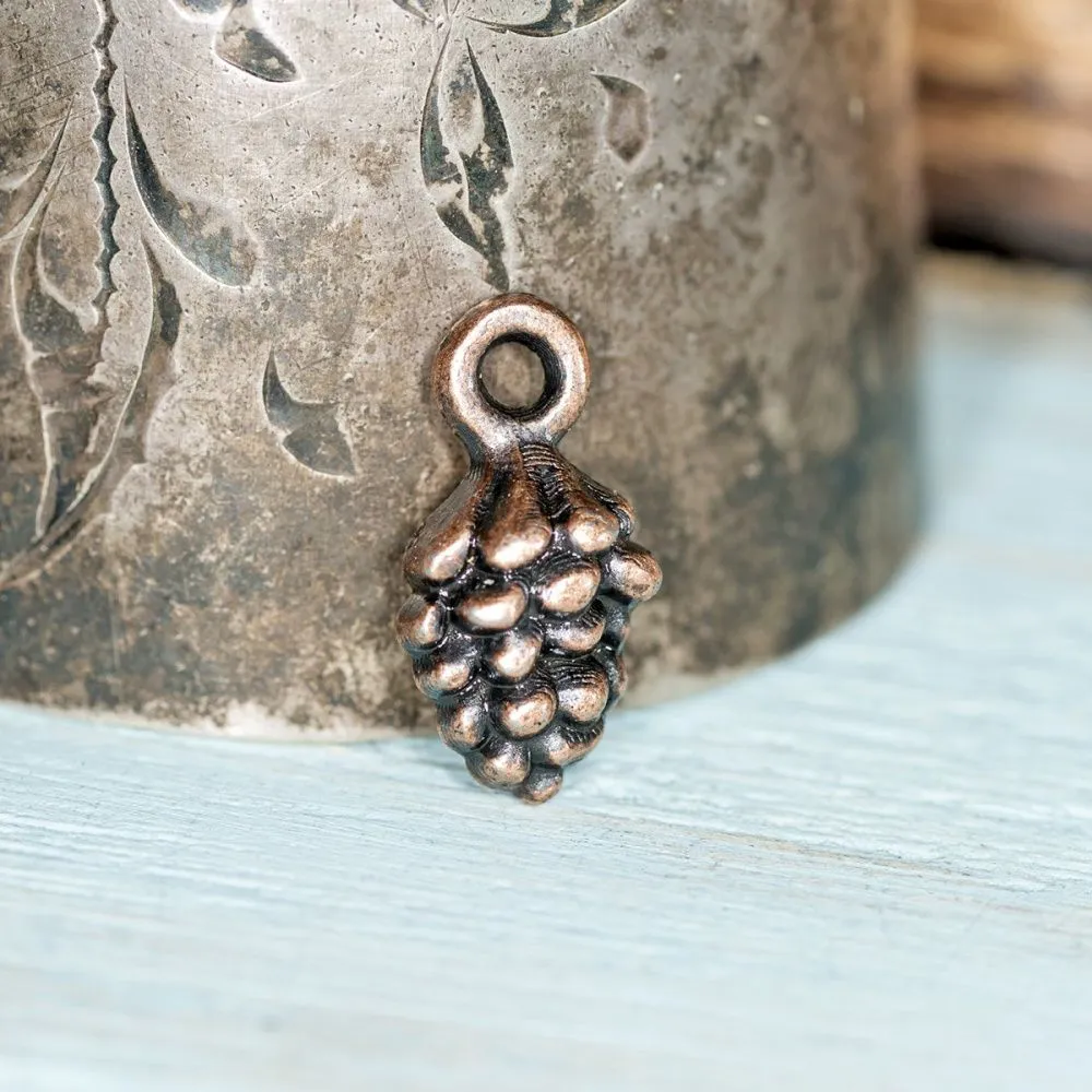 подвеска металлическая "шишка", красная медь, 13x7x5.5 мм