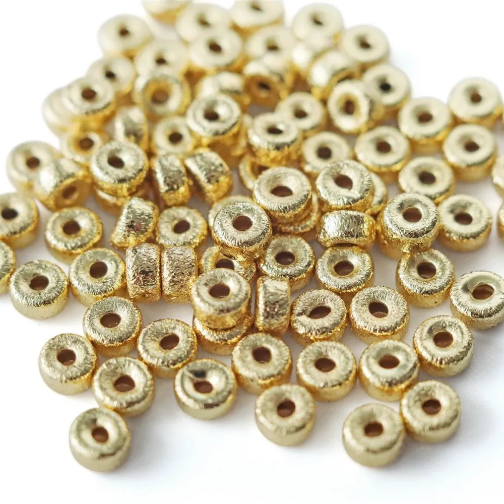 бусина, металл "текстура", позолота, 5x2.5 мм