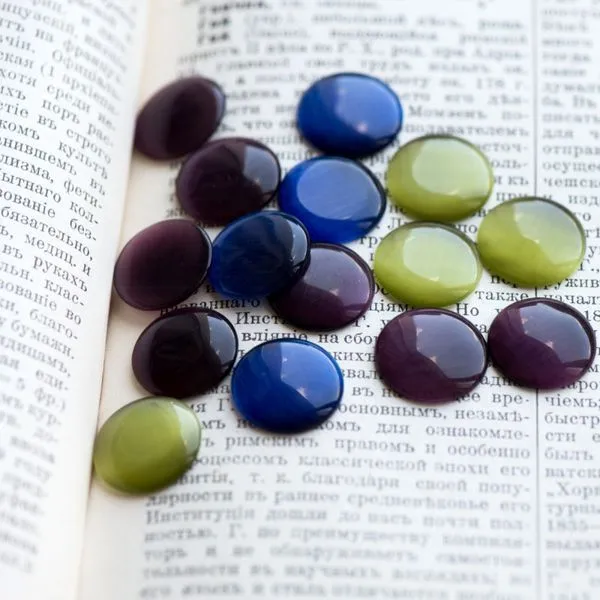 кабошон "кошачий глаз", стекло, цветовой микс, 18х3 мм