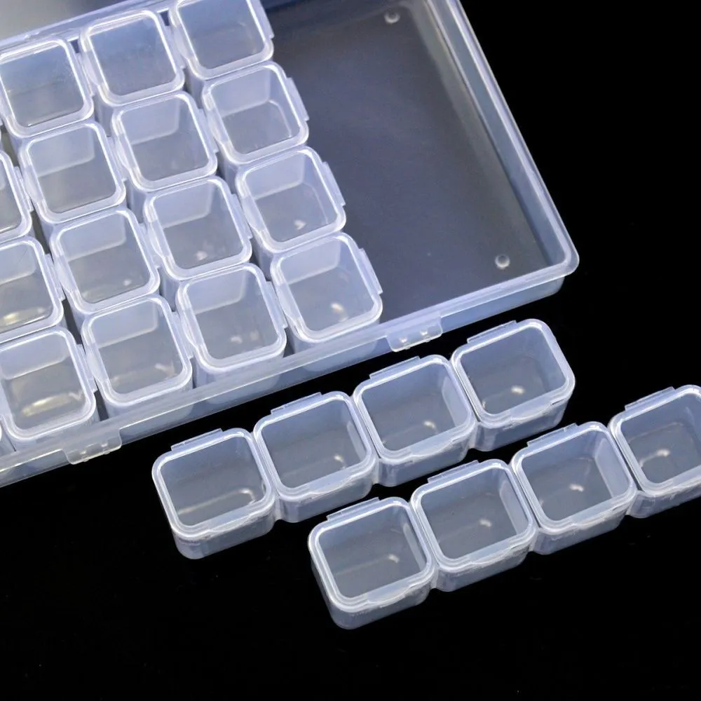 органайзер для бусин и фурнитуры, 28 контейнеров, 17.5x10.8x2.6 см