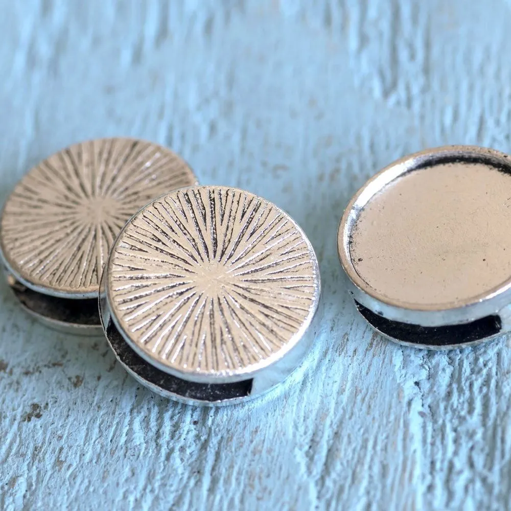 ес бусина, металл "слайдер", цвет античное серебро, 16х5 мм