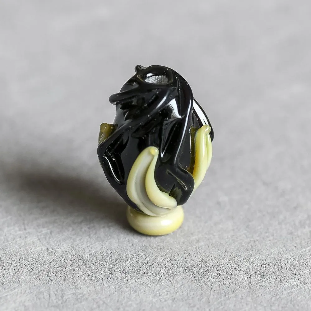 бусина, мурано "розовый бутон", черный, 15-16х10-11 мм