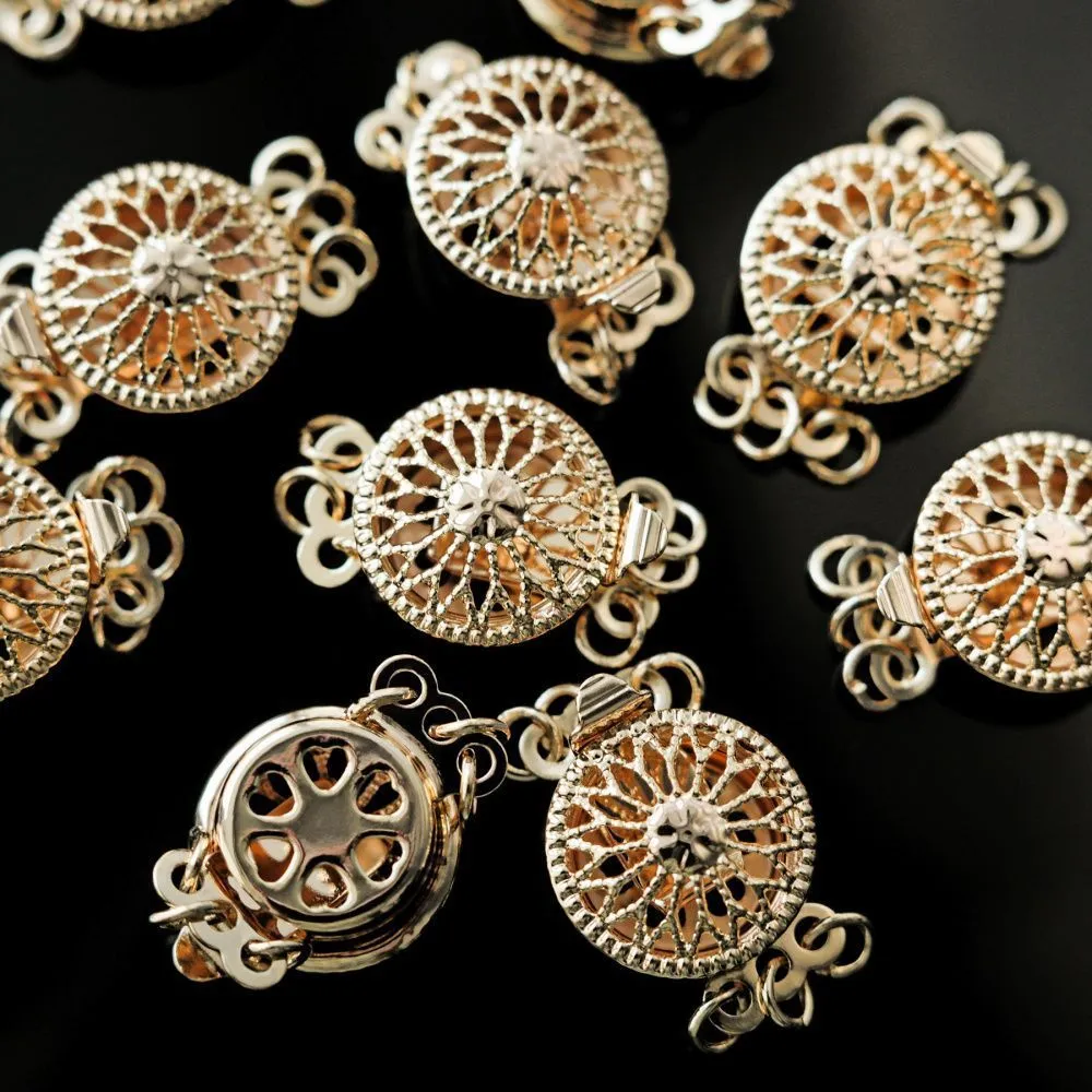 замок для украшений "хризантема", 6 отв., позолота, 12x16x5.5 мм