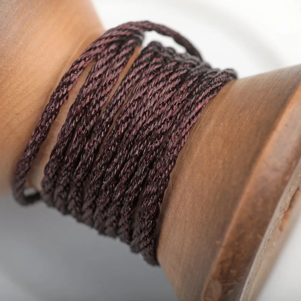 шнур витой из нейлона, цвет коричневый темный, 1.5 мм