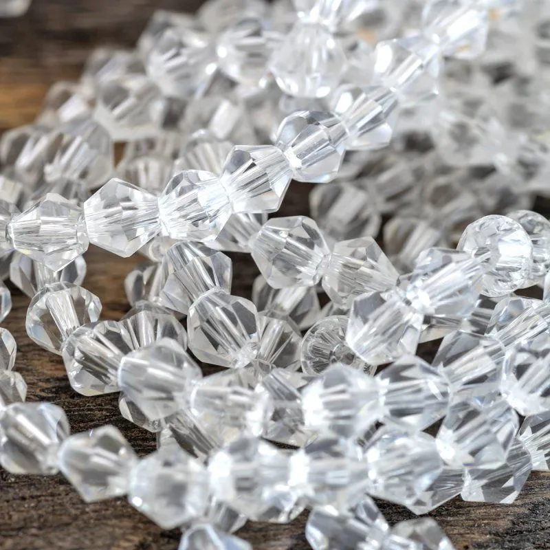 бусина, стекло биконус, цвет прозрачный, 4 мм (уп.30+/-5 шт)