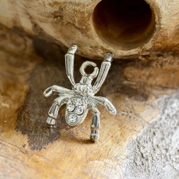 подвеска металлическая "паучок", со стразами, цвет платина, 22x19x4 мм