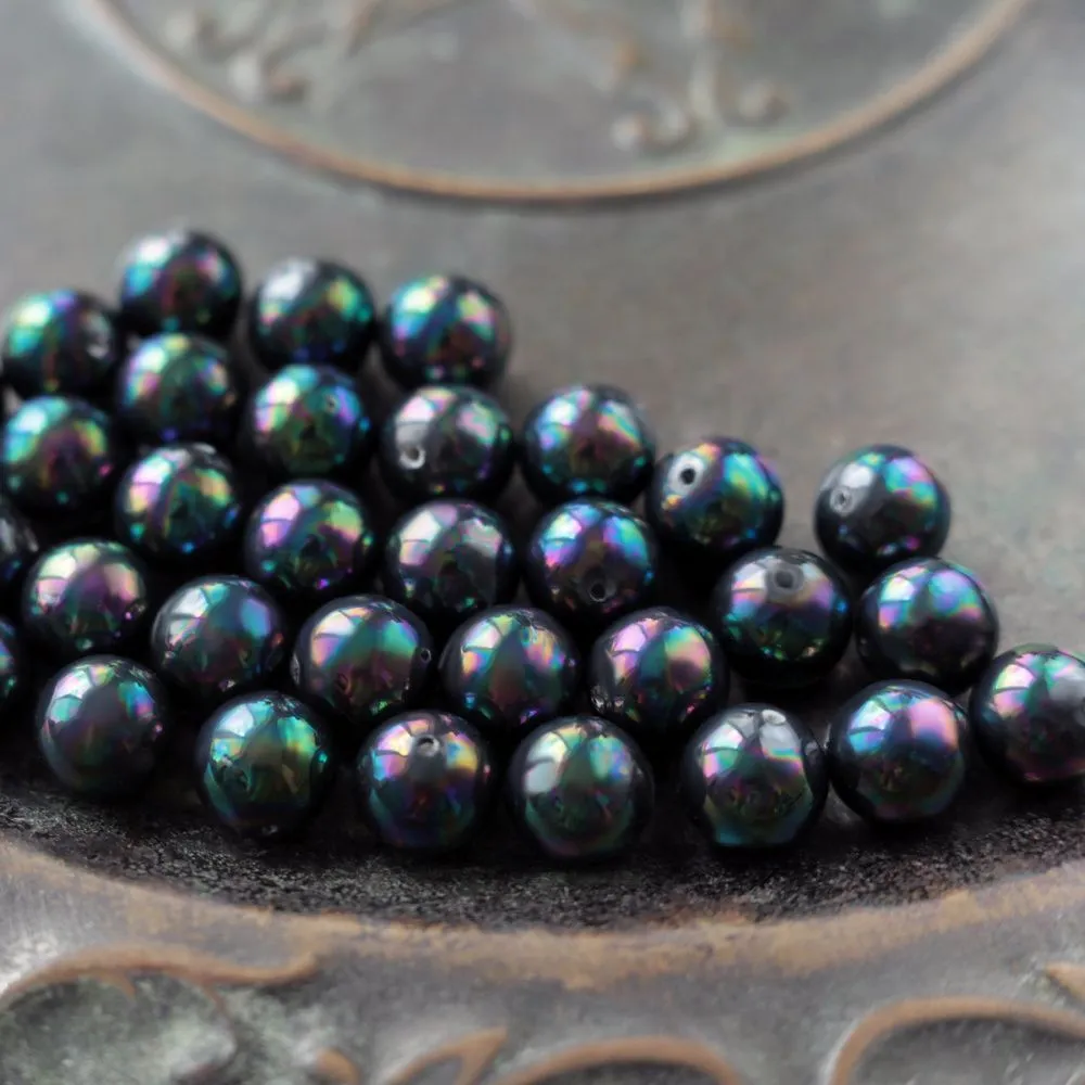 ракушечный жемчуг круглый, класс "а", цвет черный, 10 мм