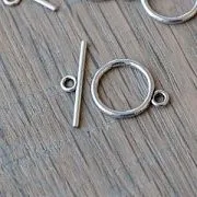 Тоггл "Раунд", цвет античное серебро, 15х2 мм