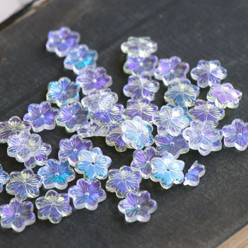 бусина "гепатика", стекло, цвет прозрачный ав, 15x13.5x3.5 мм