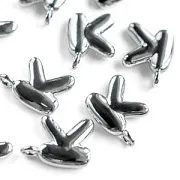Подвеска металл "Буква K", цвет платина, 16.5-18.5x5.5-18x2.5x4.5 мм