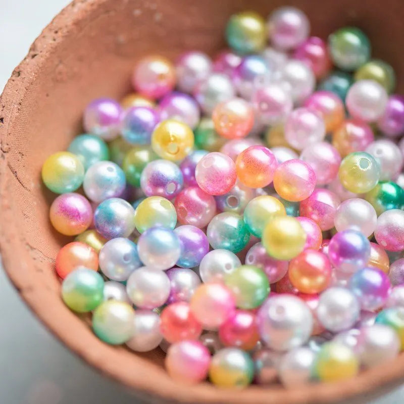 бусина, имитация жемчуга 8, акрил, радужный жемчуг, 8 мм