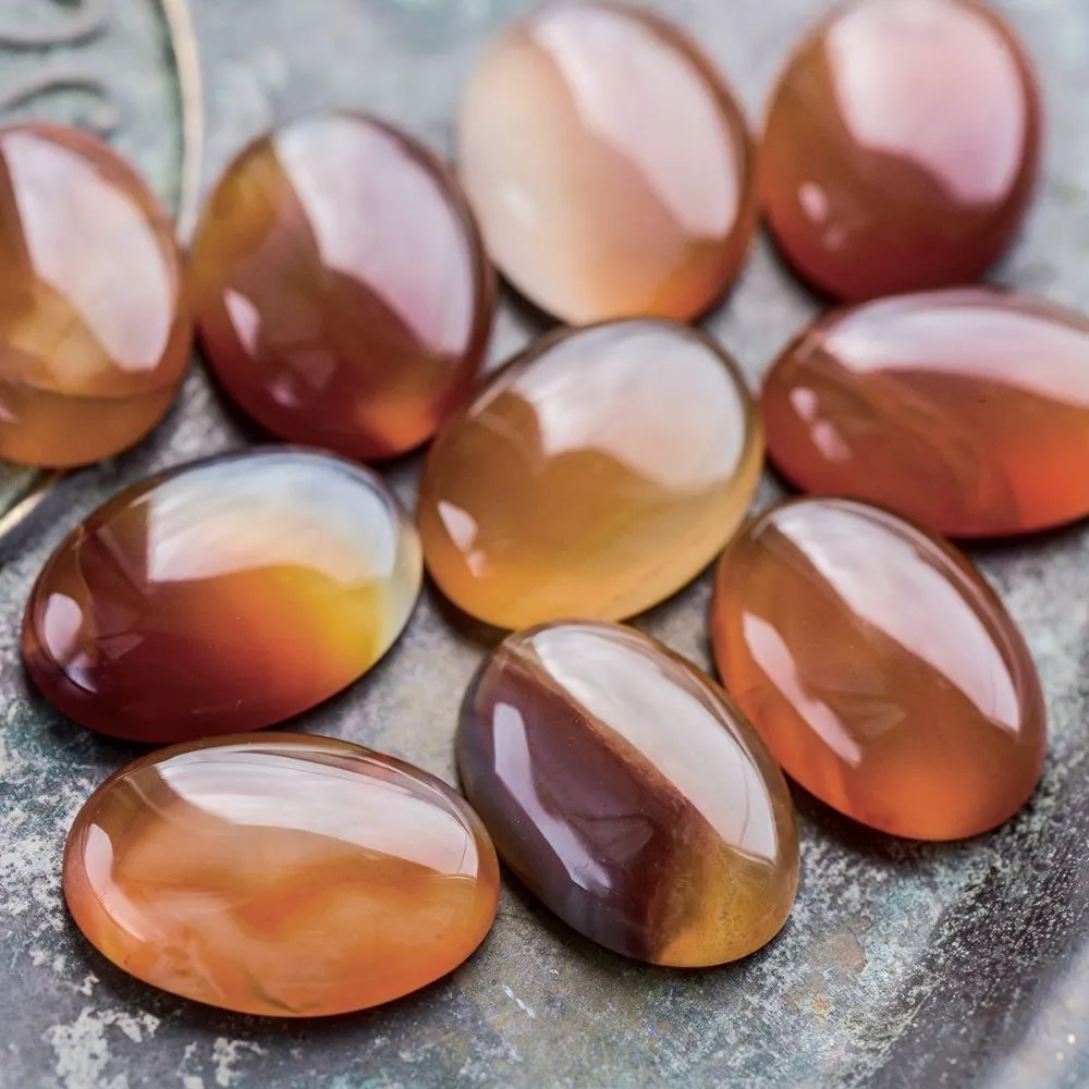 кабошон карнелиан овальный, цвет красно-коричневый, 25x18x5-7 мм