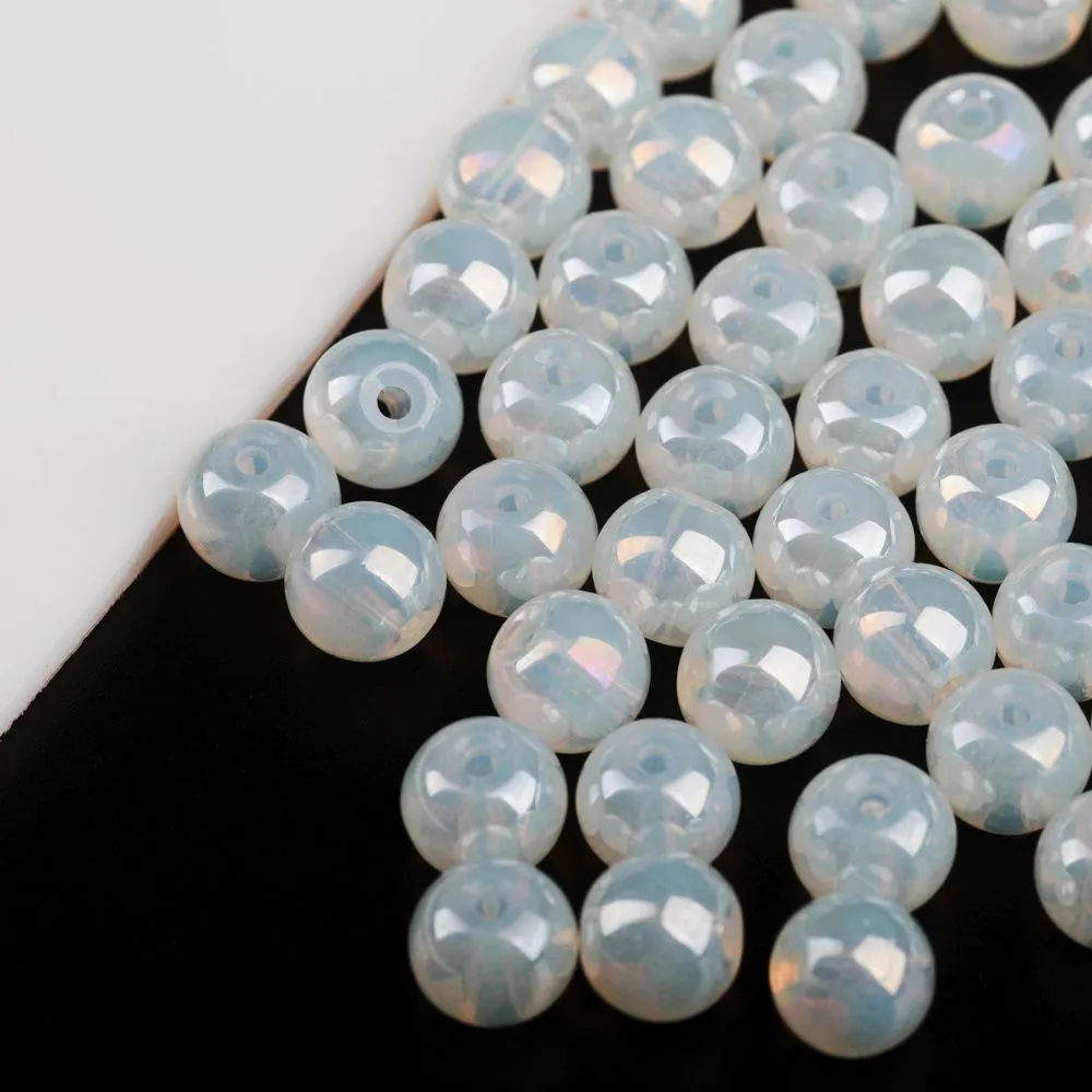 бусина, стекло 6, цвет опаловый ав, 6-6.5 мм