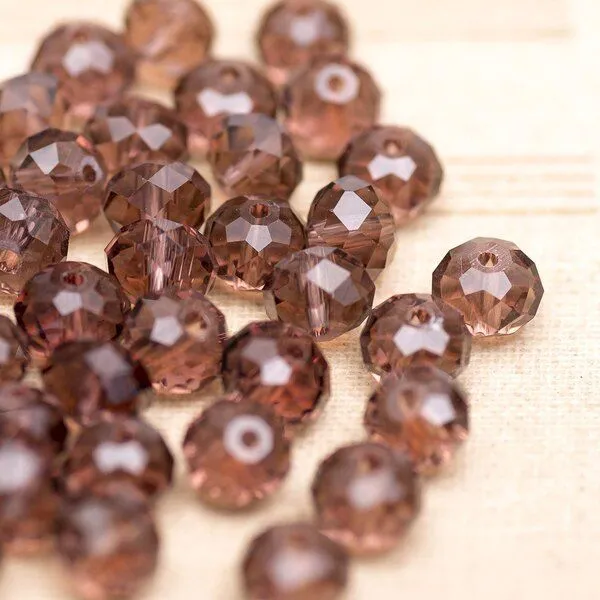 бусина, стекло абакус 8, граненая, цвет корицы, 8х6 мм