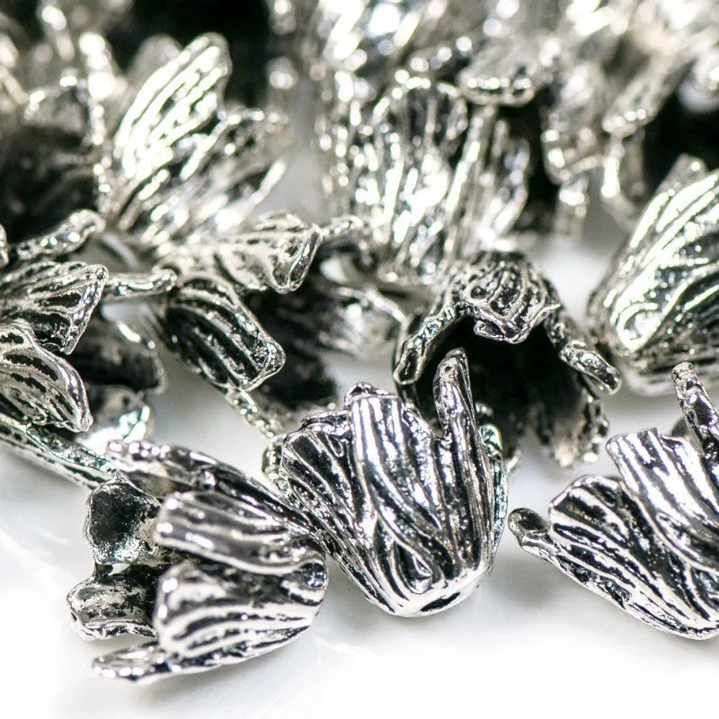 шапочка для бусин "тюльпан", цвет античное серебро, 16х18х18 мм