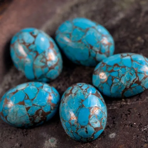 кабошон бирюза комбинированная, овальный, цвет бирюзовый, 20x15x7.5 мм