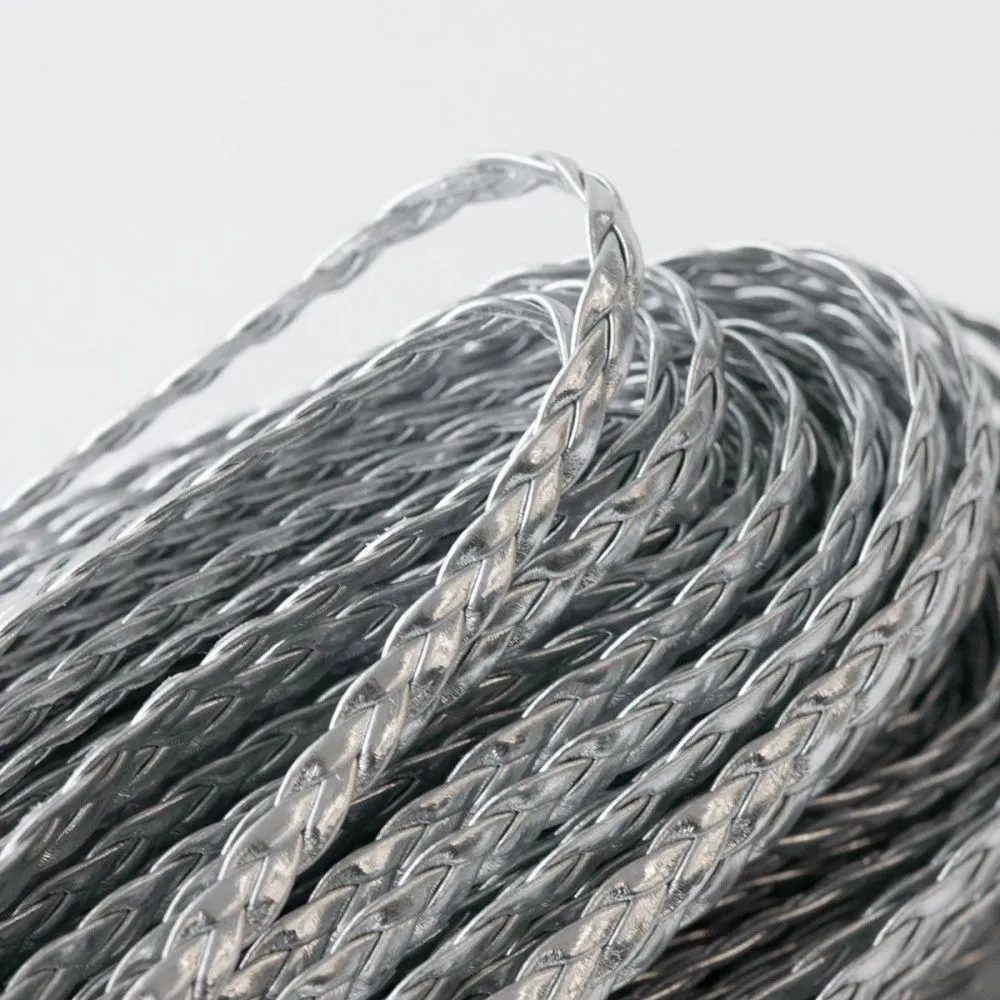 шнур-косичка из искусственной кожи, цвет серебристый, 5х2 мм