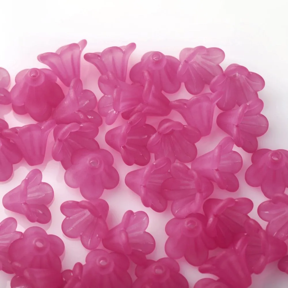 бусина, акрил "колокольчик", матовая, цвет малиновый, 14x10 мм