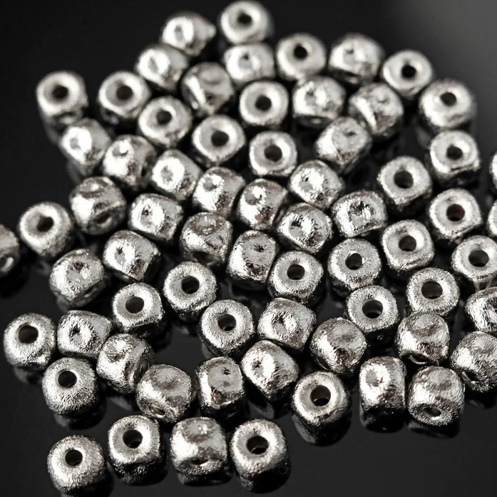 бусина, металл "текстура", покрытие платина, 5.5x4.5 мм