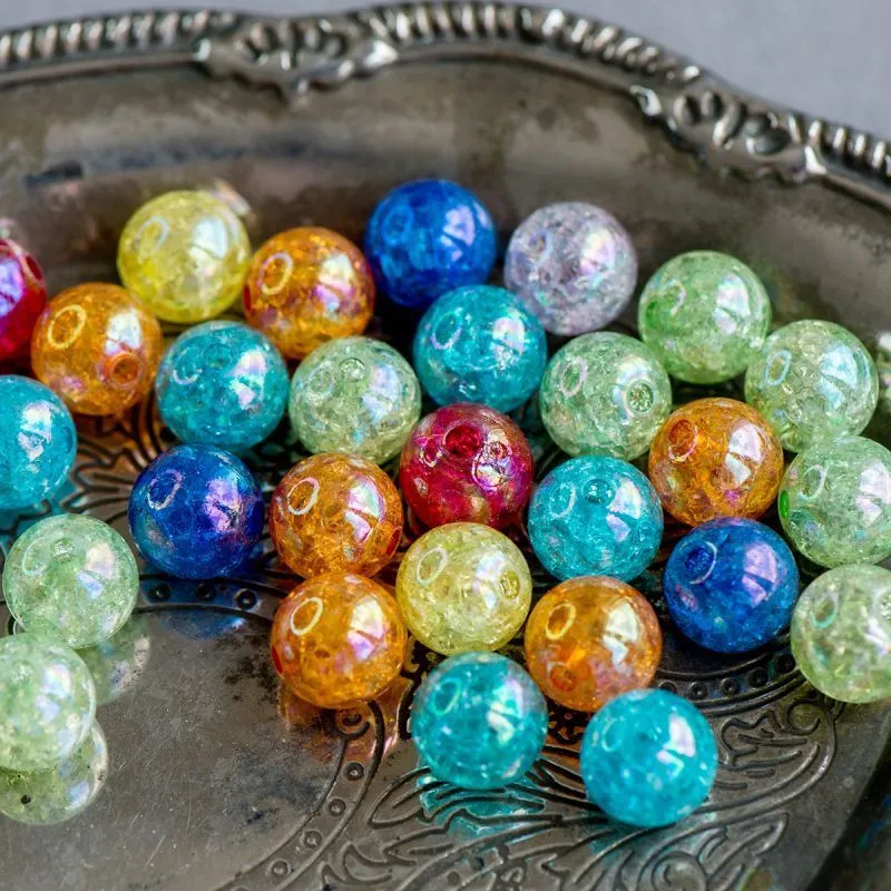 бусина, акрил "кракле", цветовой микс, 20 мм