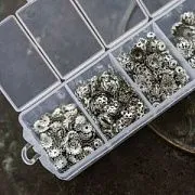 Набор шапочек металлических  в органайзере, цвет платина, 755 шт