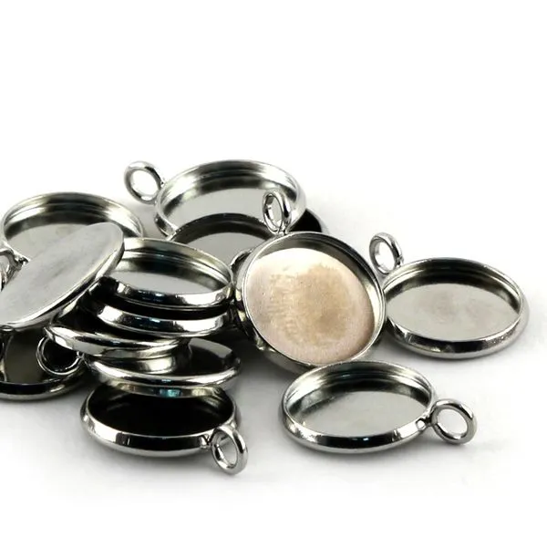 сеттинг круглый "лима", цвет платина, 16х16х2 мм