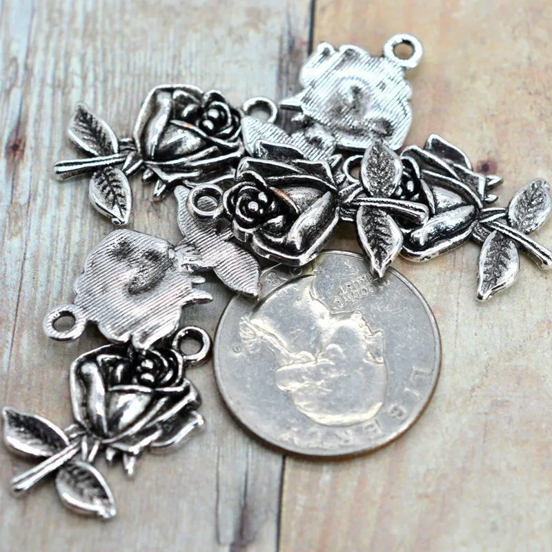 подвеска металлическая "роза", цвет черный, 25.5 мм