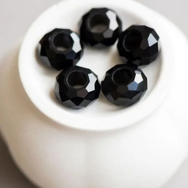 ес бусина граненая, стекло, цвет черный, 14х8 мм