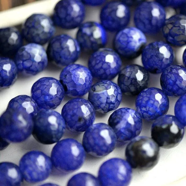 бусина агат 12, граненая, цвет темно-синий, колорир., 12 мм  (стренд 8 шт.)
