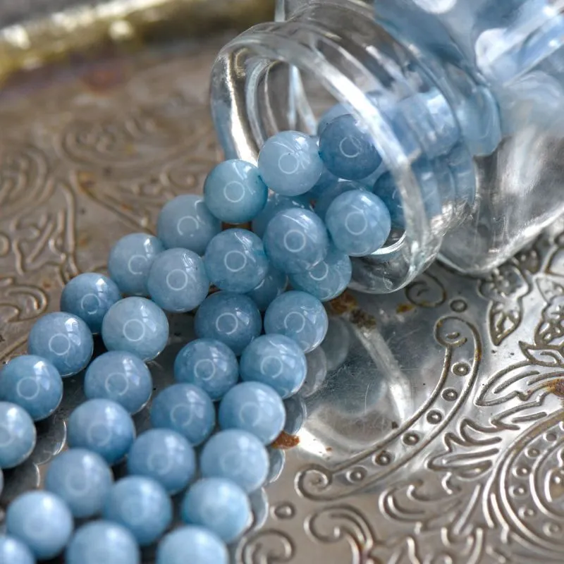 бусина кварц, цвет голубой, 8 мм (стренд 10 шт.)
