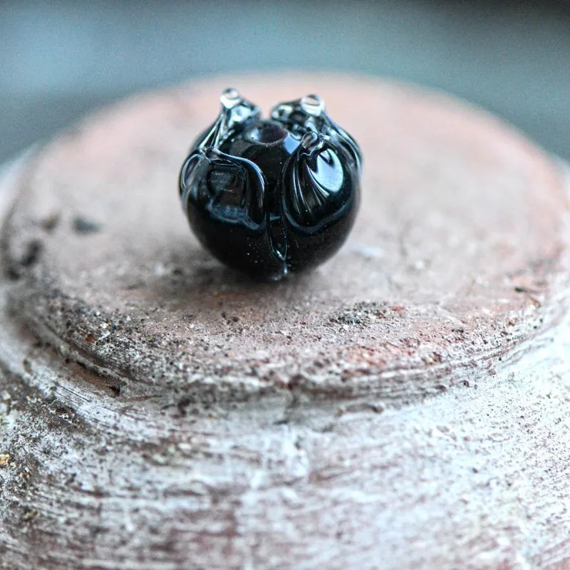 бусина, мурано "ландыш", черный, 7х7 мм