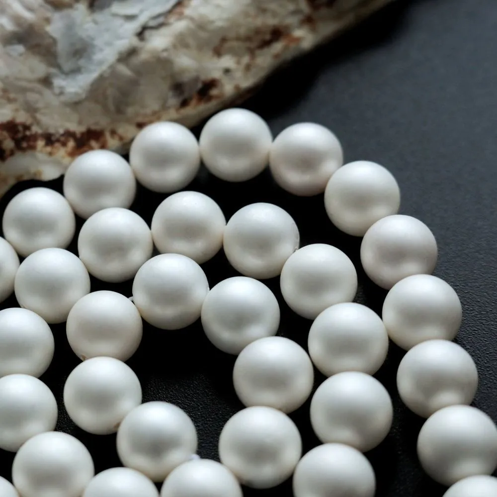 ракушечный жемчуг круглый, матовый, цвет молочный, 10 мм