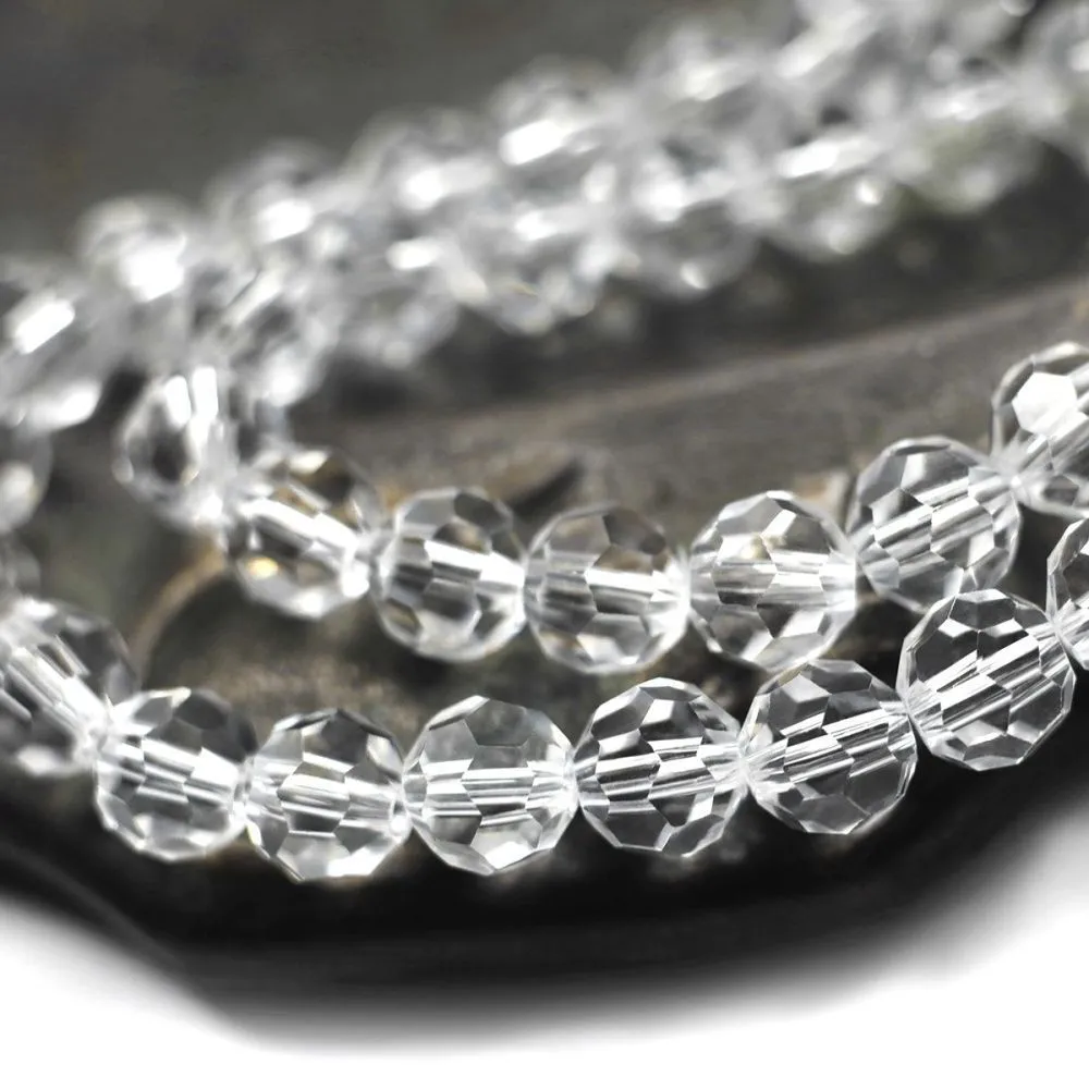 бусина, стекло 8, граненая, цвет прозрачный, 8 мм