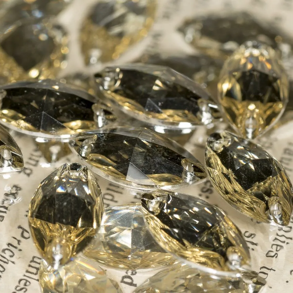 стразы пришивные navette, смола,  цвет шампанского, 9х18 мм