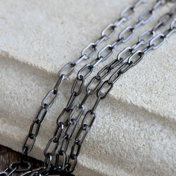 цепочка "скрепка", цвет черный, звено 9.5x4.5x1 мм