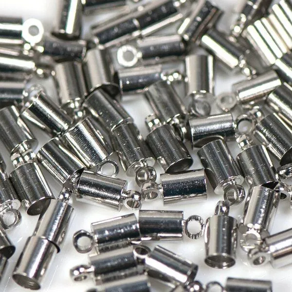 концевик для шнура "цилиндр", цвет платина, 9x4.5 мм