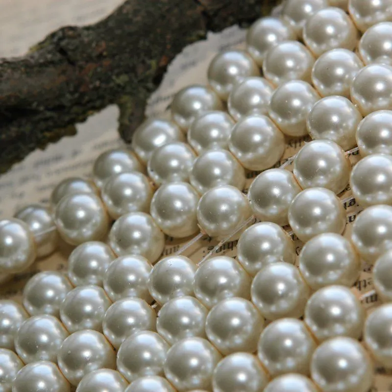 бусина, имитация жемчуга, стекло 10, цвет сливочный, 10 мм