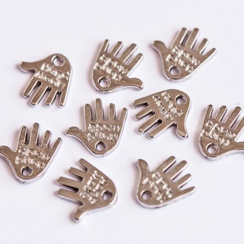 подвеска акрил "hand made", цвет серебристый, 12.5x12.5x2 мм