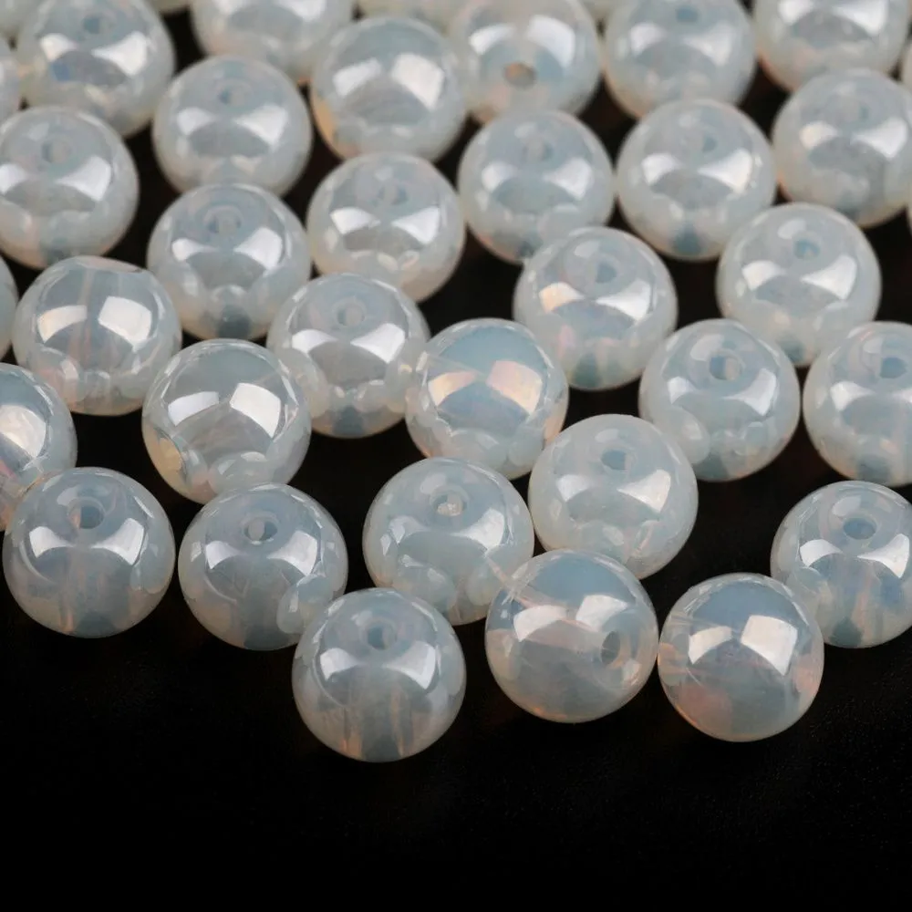 бусина, стекло 6, цвет опаловый ав, 6-6.5 мм