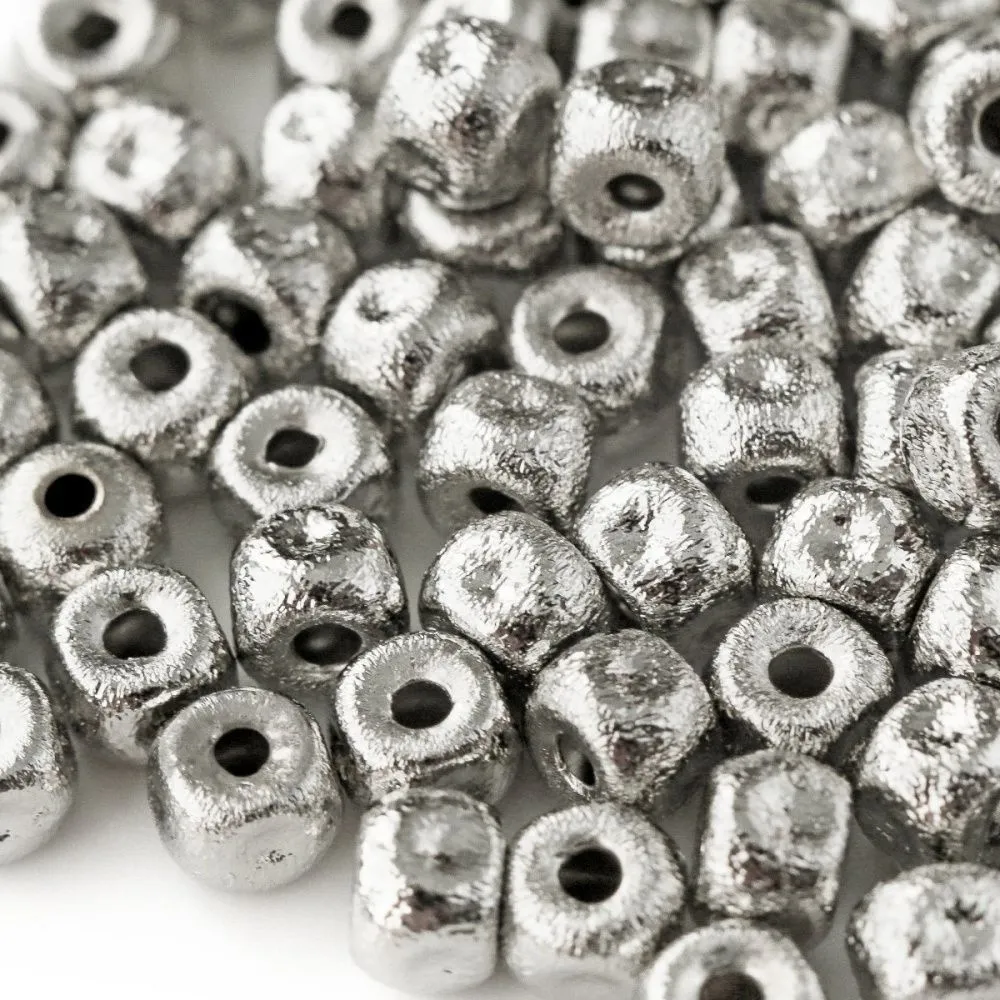 бусина, металл "текстура", покрытие платина, 5.5x4.5 мм