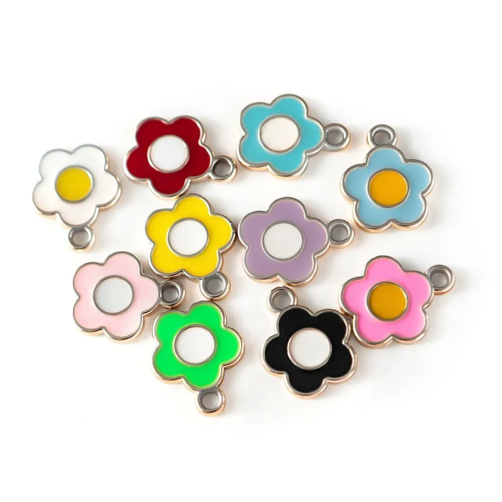 подвеска акрил "цветок", цвет золото/эмаль, 21x17x2 мм