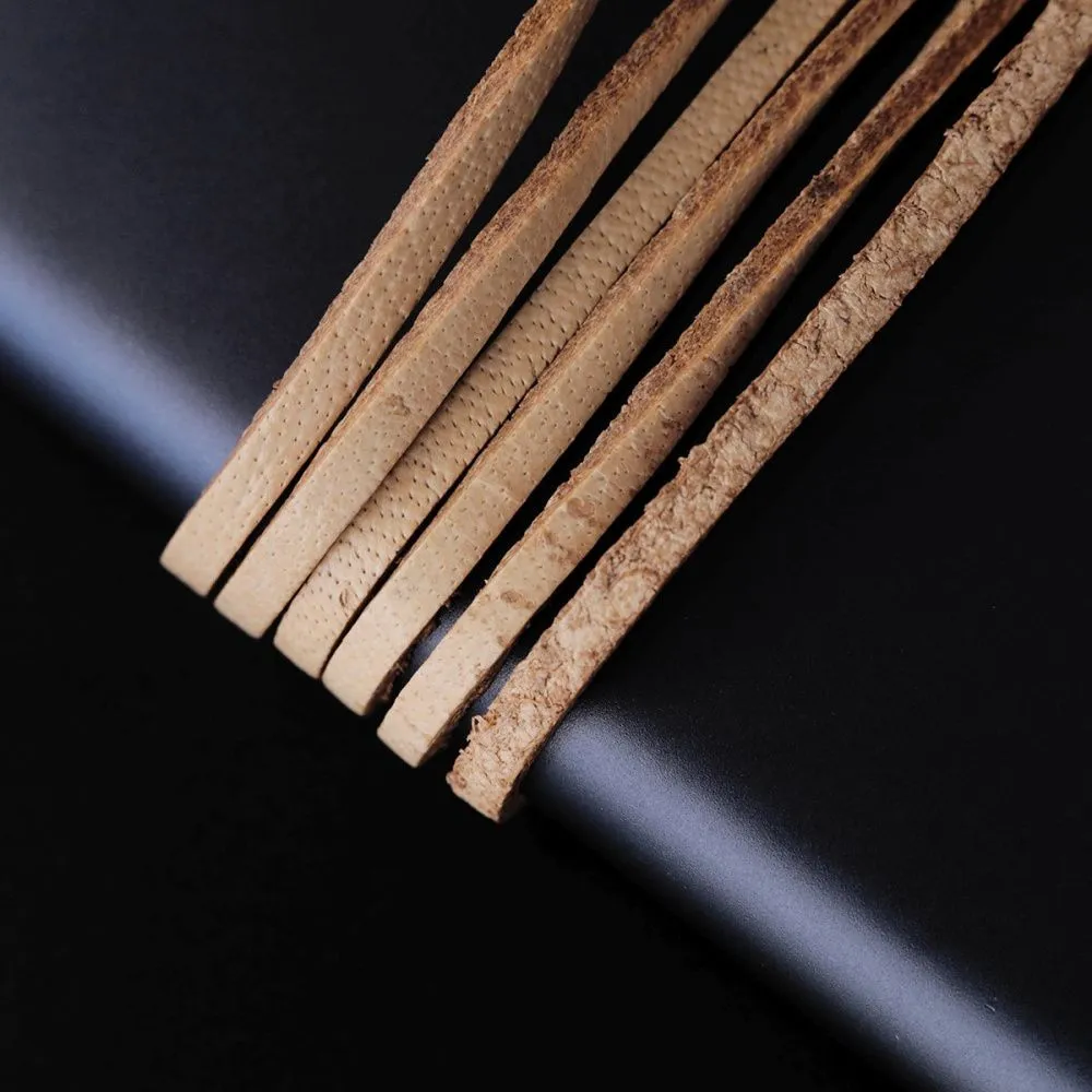 шнур кожаный, плоский, цвет бежевый, 3х2 мм