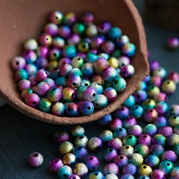 бусина, акрил "бензин", цветовой микс, 8 мм