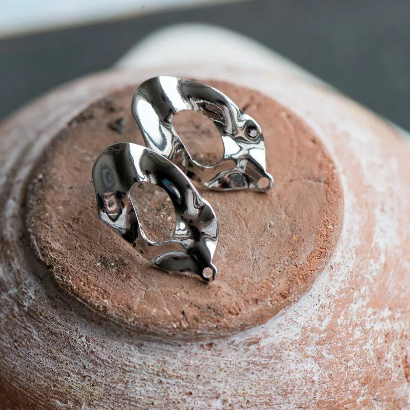 пуссеты "бриз", покрытие платиной + серебро 925, 24.5x13 мм