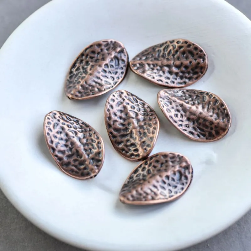 бусина, металл "лист гастерии", цвет красная медь, 27.5x18x3 мм