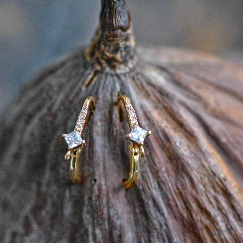 швензы "люкс", с цирконием, позолоченные, 18x11.5x5 мм 