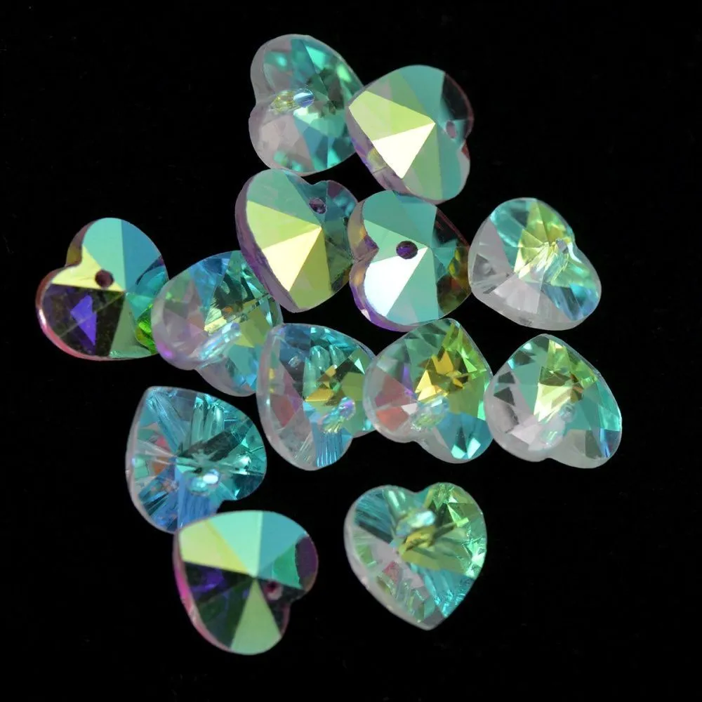 подвеска стеклянная "сердце", граненая, цвет прозрачный ав, 10х10х5 мм