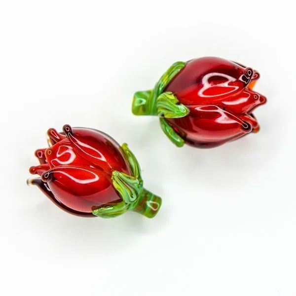 бусина, мурано "колокольчик садовый", красный, 22х15 мм