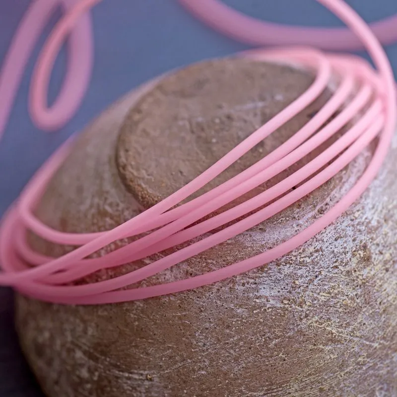 шнур резиновый, с отверстием, цвет розовый, 2 мм