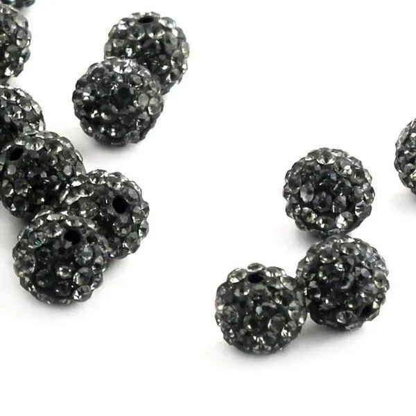 бусина "шамбала" 8, цвет черный бриллиант, 8 мм